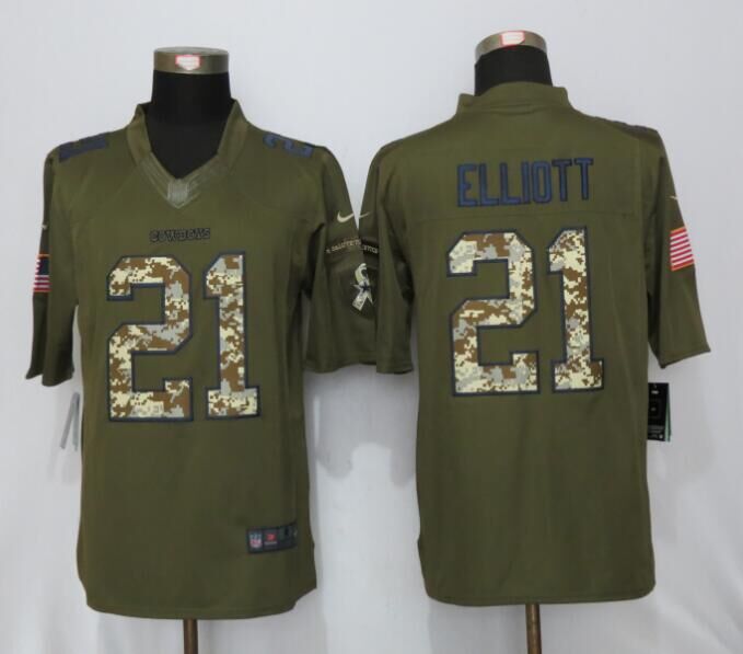 2016 Dallas Cowboys 21 Elliott Green Salute To Service New Nike Limited Jersey